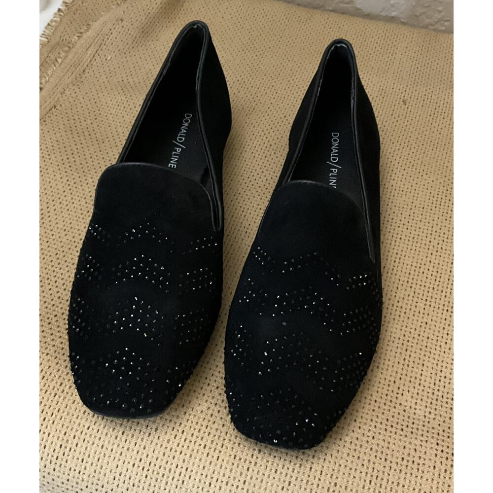 Donald Pliner Loafer Flats- Black Suede-7- Brand New In Box